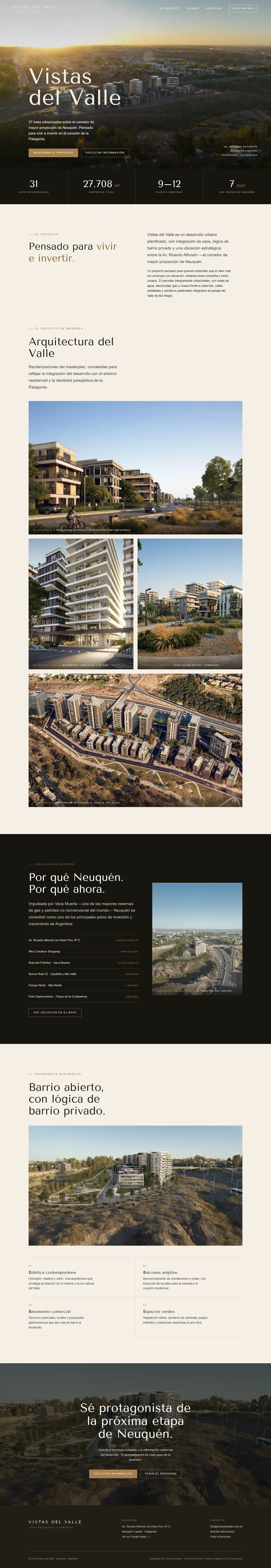 Landing page for Vistas del Valle